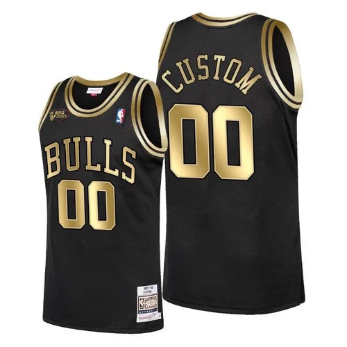 Men's Chicago Bulls Jersey Custom Black Finals -
