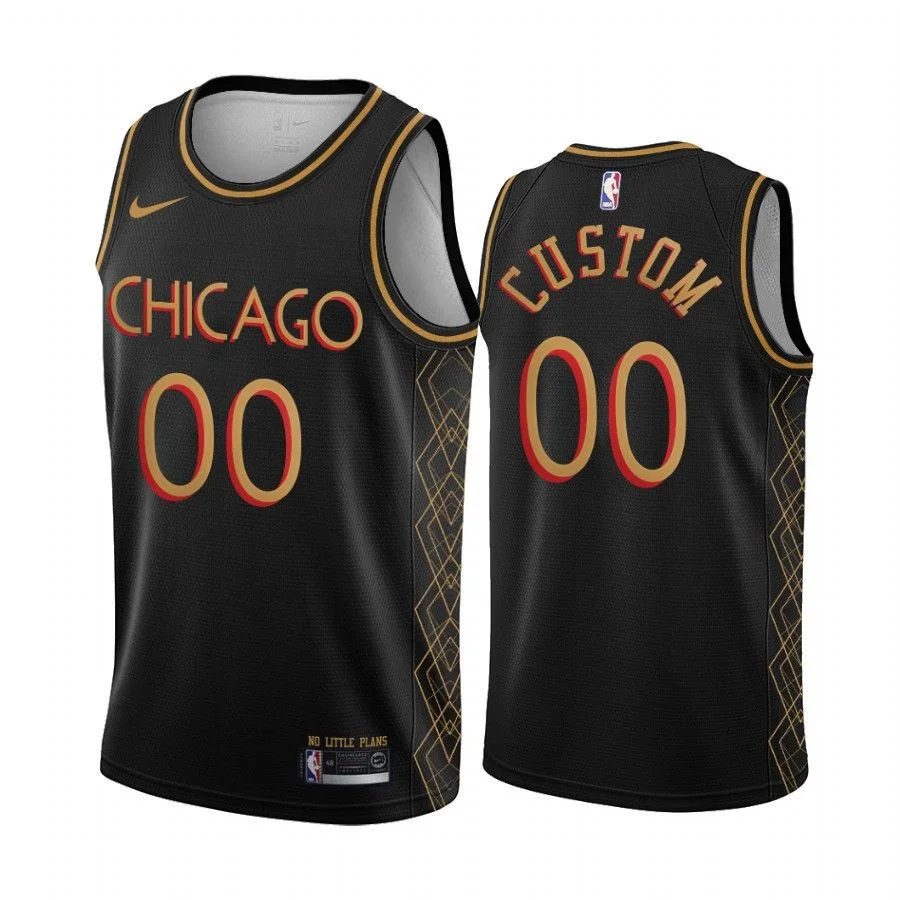 Men's Custom Chicago Bulls Black Motor City Edition No Little Plans 2020-21 Jersey -