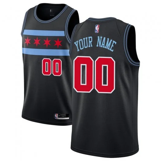 Men's Custom Chicago Bulls Swingman Black 2018/19 Jersey - City Edition -