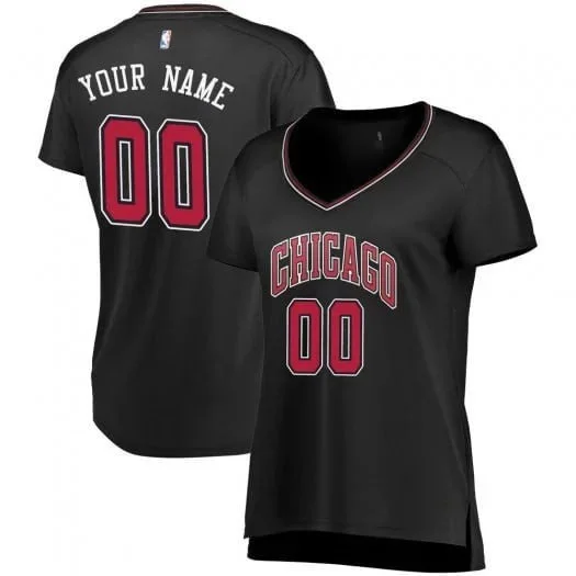 Woman's Custom Chicago Bulls Swingman Black Fast Break Jersey - Statement Edition -