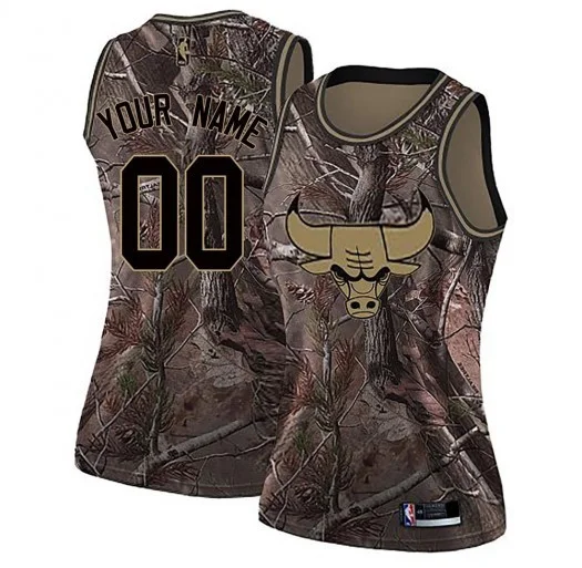 Woman's Custom Chicago Bulls Swingman Camo Realtree Collection Jersey -