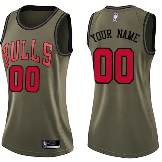 Woman's Custom Chicago Bulls Swingman Green Salute to Service Jersey -