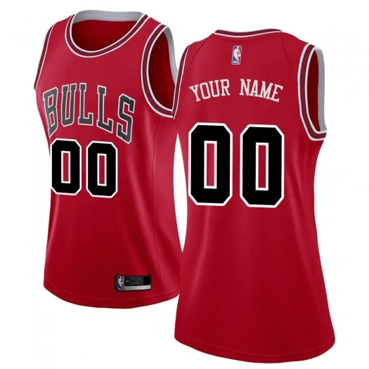 Woman's Custom Chicago Bulls Swingman Red Jersey - Icon Edition -