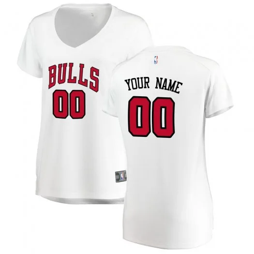 Woman's Custom Chicago Bulls Swingman White Fast Break Jersey - Association Edition -