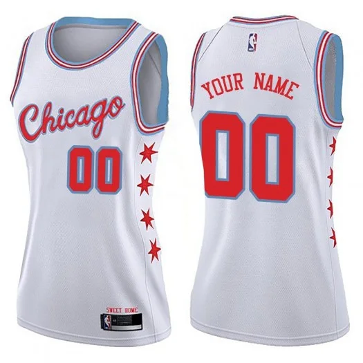 Woman's Custom Chicago Bulls Swingman White Jersey - City Edition -