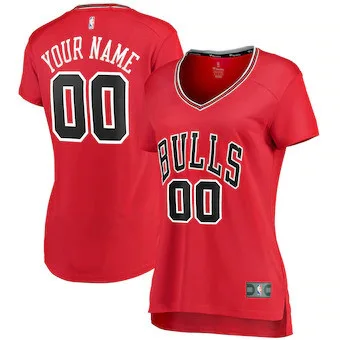Woman's Red Chicago Bulls Fast Break Custom Jersey - Icon Edition -
