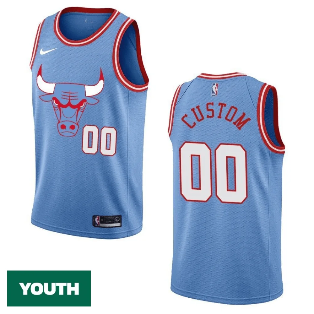 Youth's 2019-20 Chicago Bulls #00 Custom City Edition Swingman- Blue Jersey -