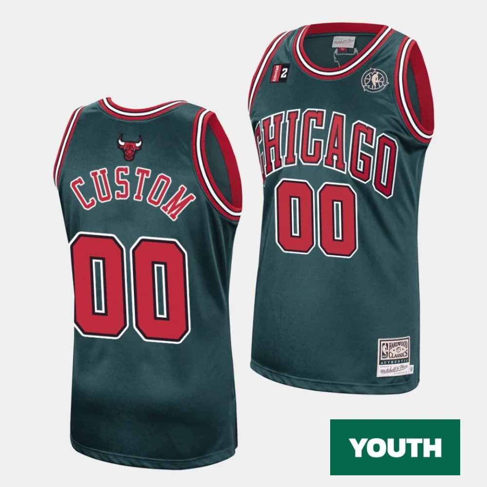 Youth's Chicago Bulls Custom #00 Green Hardwood Classics Jersey -