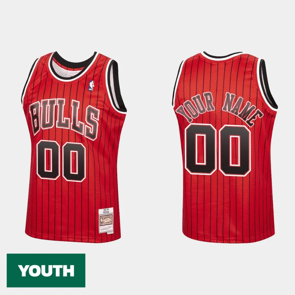 Youth's Chicago Bulls Custom #00 Reload Red Jersey Hardwood Classics - -