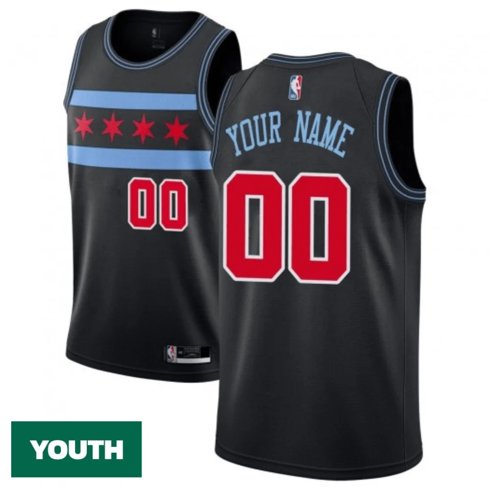 Youth's Custom Chicago Bulls Swingman Black 2018/19 Jersey - City Edition -