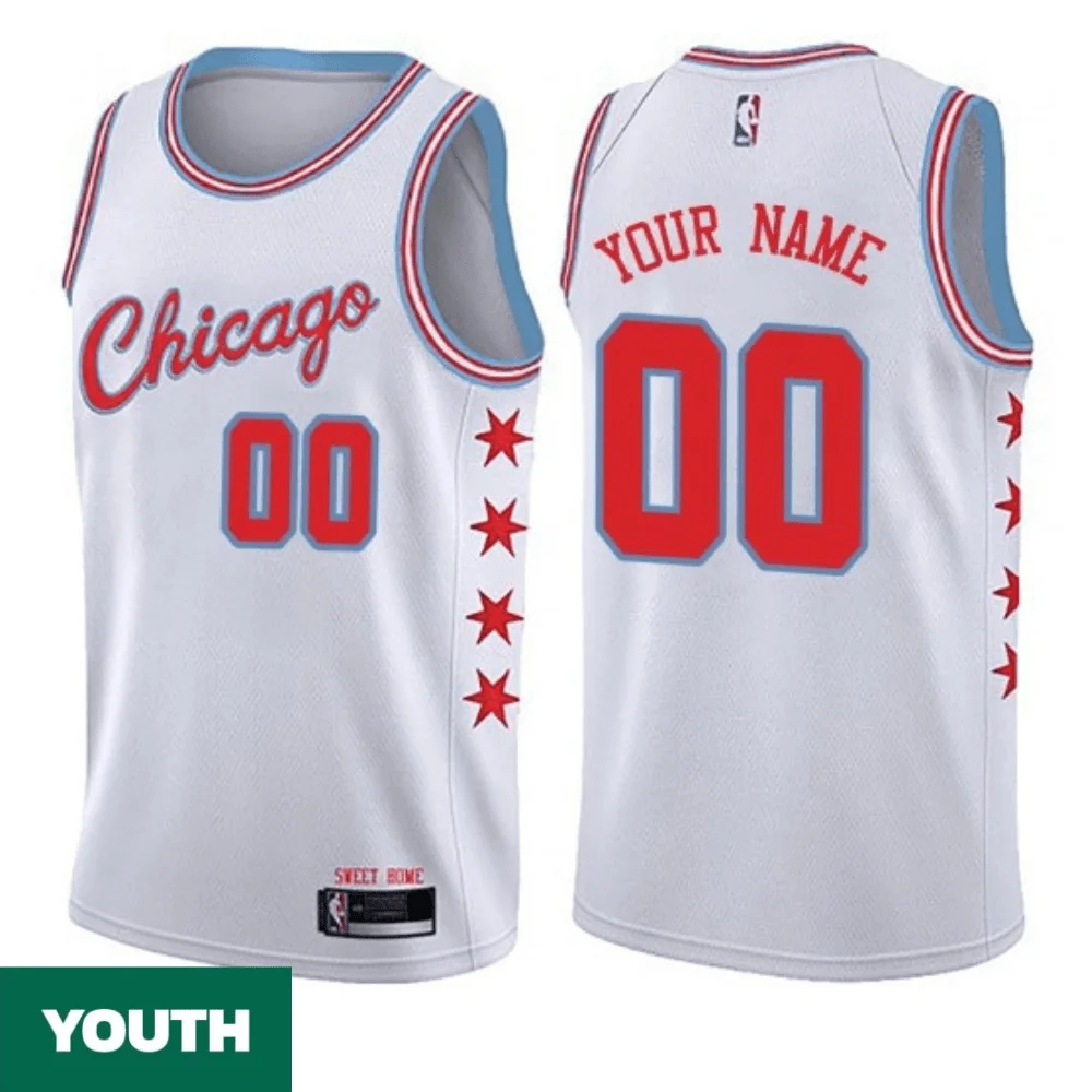 Youth's Custom Chicago Bulls Swingman White Jersey - City Edition -