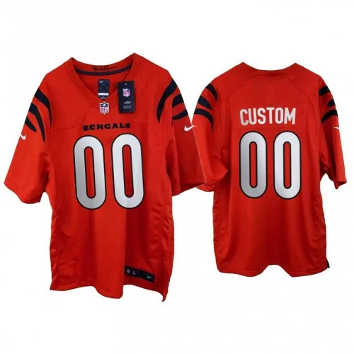 Custom 2021 Cincinnati Bengals #00 Orange Game Jersey With Super Bowl LVI Patch -