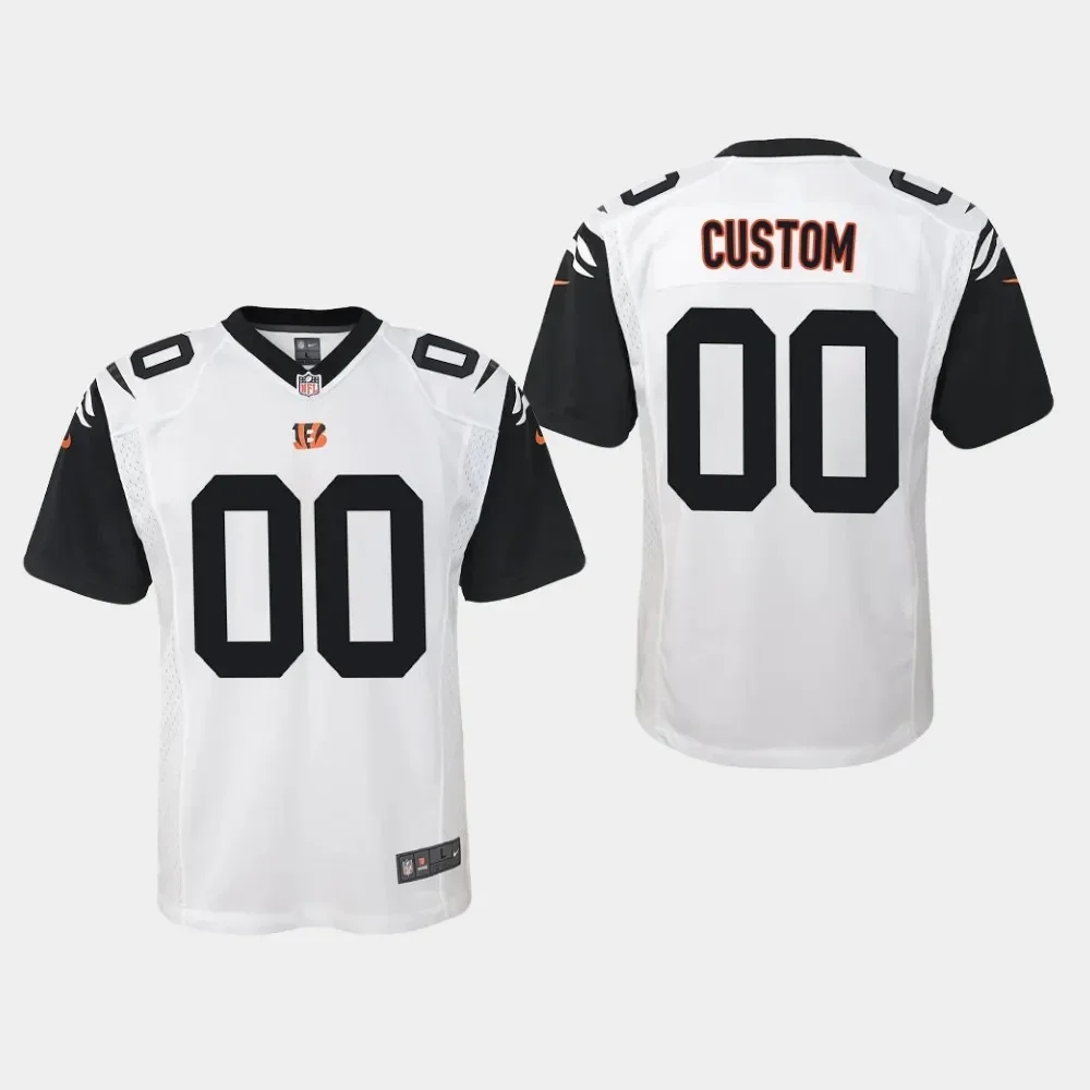 Custom Cincinnati Bengals Youth Game Alternate Jersey - White -