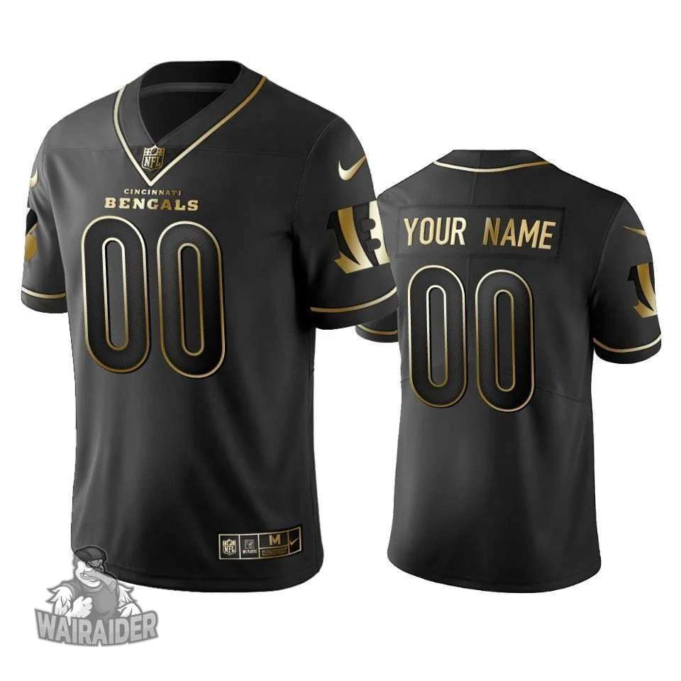Custom Bengals Jersey for Men 2019 Cincinnati Bengals Custom Black Golden Edition Vapor Untouchable Limited Jersey -