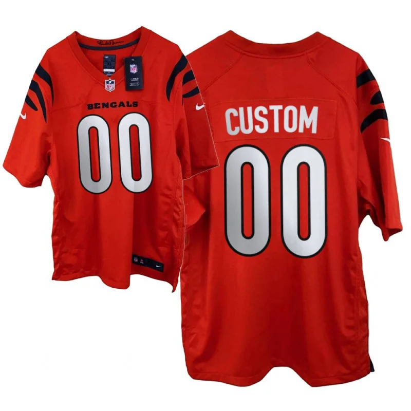 Custom Bengals Jersey for Men 2021  Cincinnati Bengals #00 Custom Orange Game Jersey -