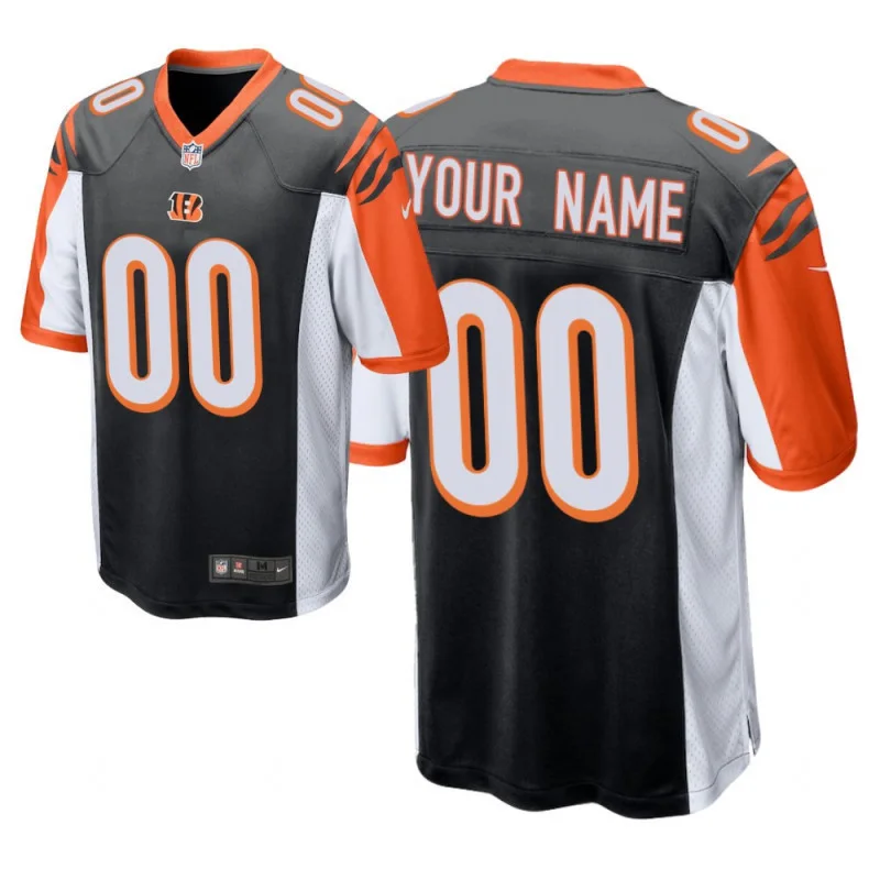 Custom Bengals Jersey for Men Cincinnati Bengals #00 Custom Black 2020 Draft Game Jersey -