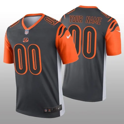 Custom Bengals Jersey for Men Cincinnati Bengals Custom Silver Inverted Legend Jersey -