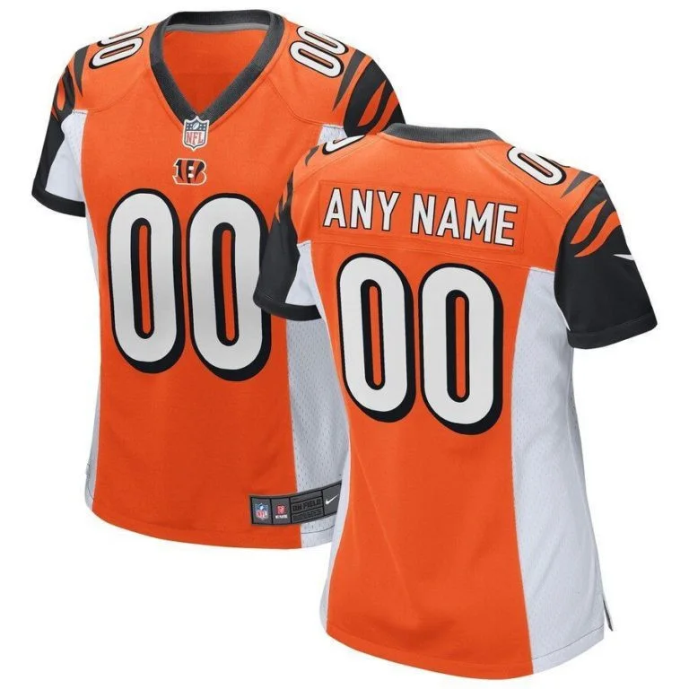 Custom Bengals Jersey for Woman Cincinnati Bengals ’s 2018 Alternate Custom Game Jersey – Orange -