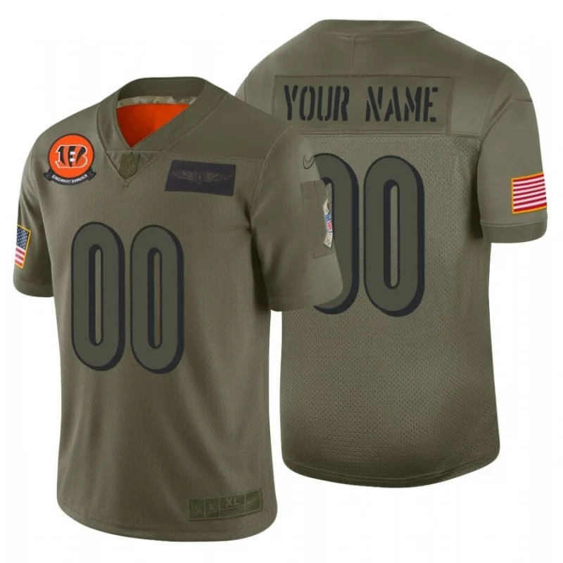 Custom Bengals Jersey for Youth #00 Custom Cincinnati Bengals Camo 2019 Salute to Service Limited Jersey -
