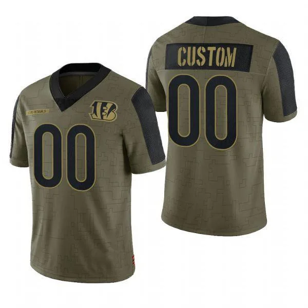 Custom Bengals Jersey for Youth Custom Football Cincinnati Bengals Olive 2021 Salute To Service Limited Jersey Custom -