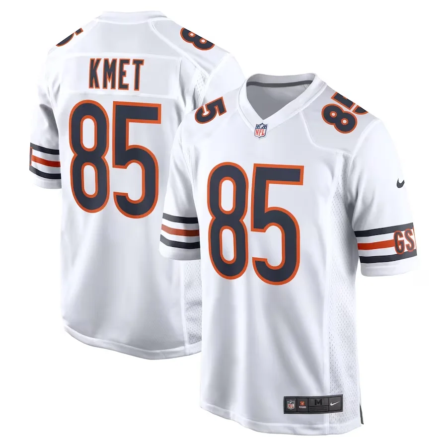 Cole Kmet Jersey, White Men's, Game Road Jersey -
