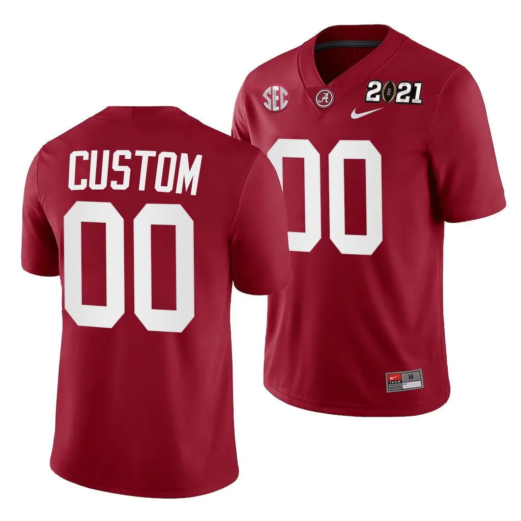 Custom Alabama Jersey for Men Alabama Crimson Tide Custom 2021 Rose Bowl Champions Jersey Crimson College Football Playoff Home -