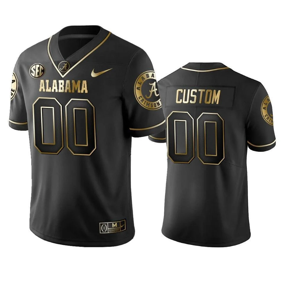 Men's Alabama Crimson Tide Custom Black Golden Edition Limited Jersey -