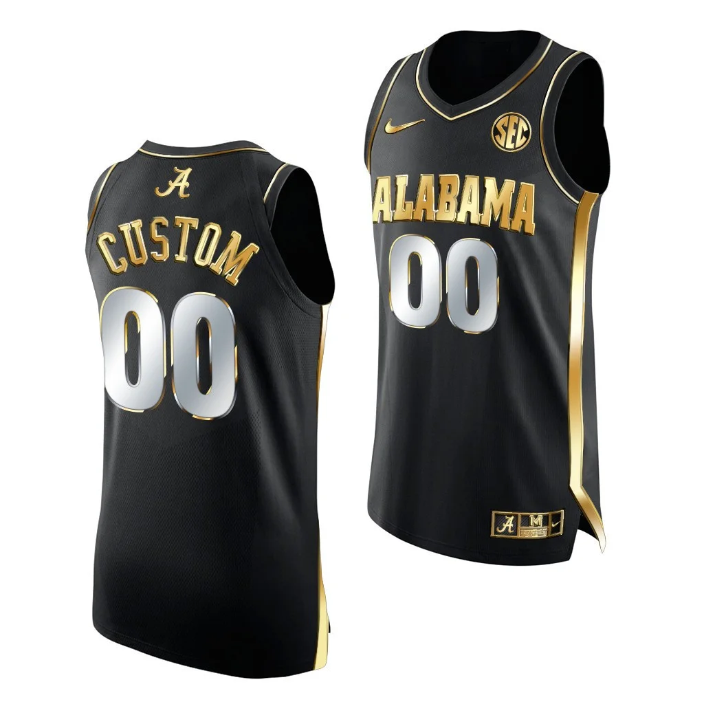 Custom Alabama Jersey for Men Custom Alabama Crimson Tide 2021 March Madness Sweet 16 Black Golden  Jersey -