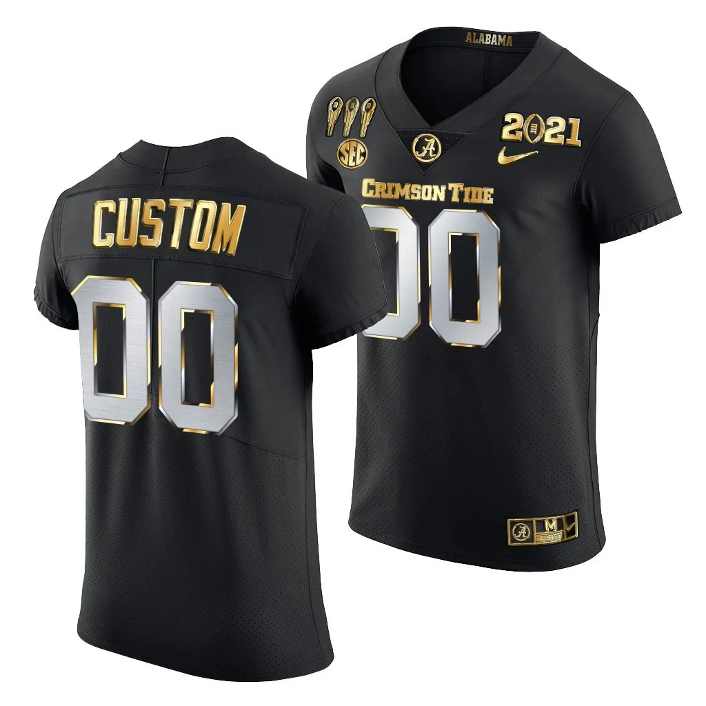 Custom Alabama Jersey for Men Custom Alabama Crimson Tide 3X CFP National Championship Jersey Black Golden Limited -