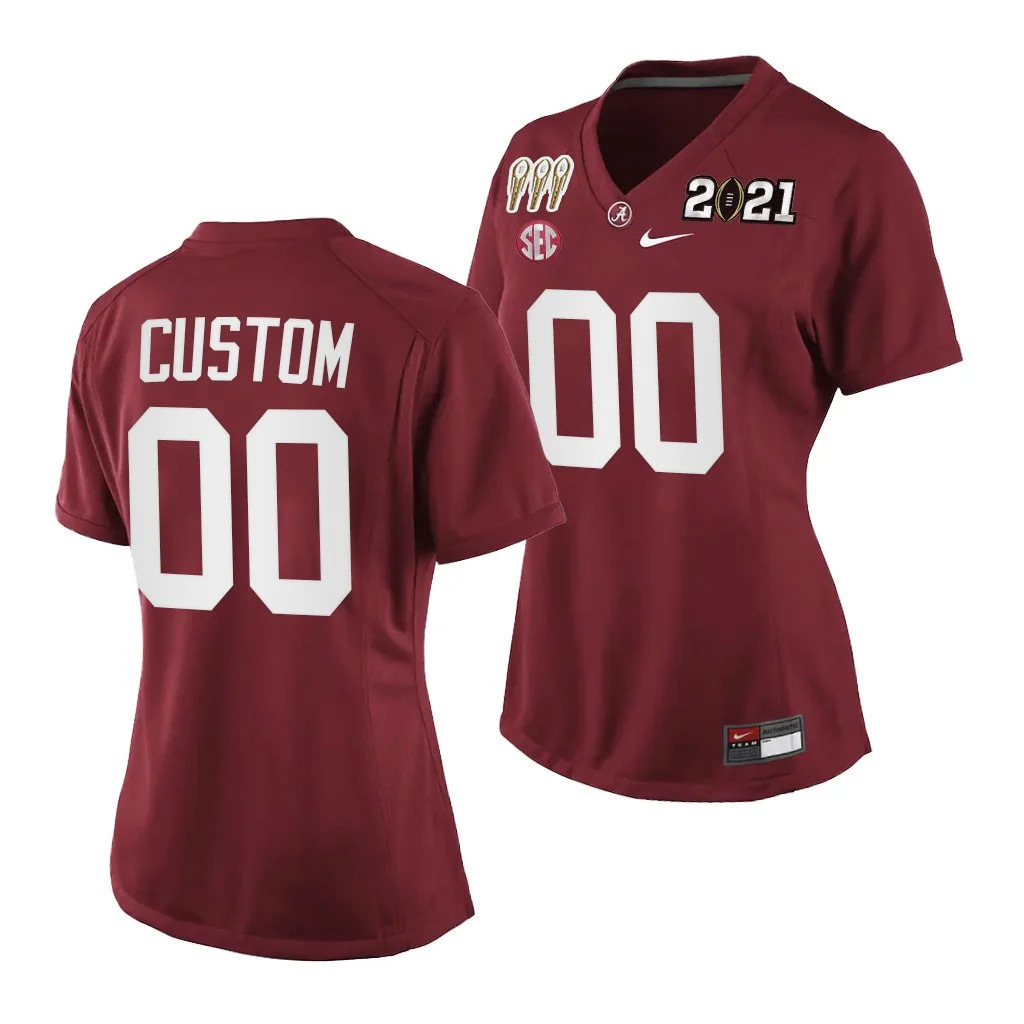 Custom Alabama Jersey for Woman Custom Alabama Crimson Tide 3X CFP National Championship  Jersey Crimson Special Edition -