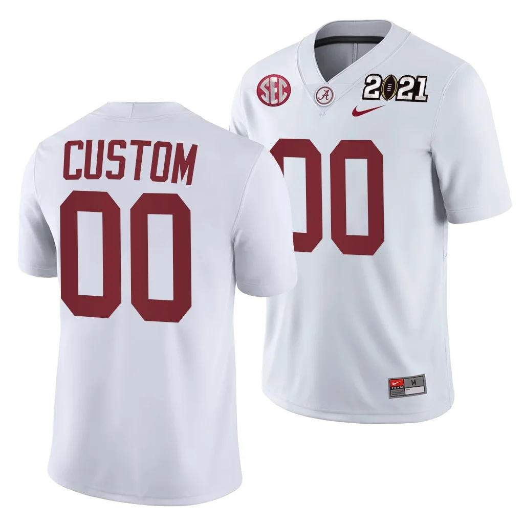 Custom Alabama Jersey for Youth Alabama Crimson Tide Custom 2021 Rose Bowl Champions Jersey White College Football Playoff Away -