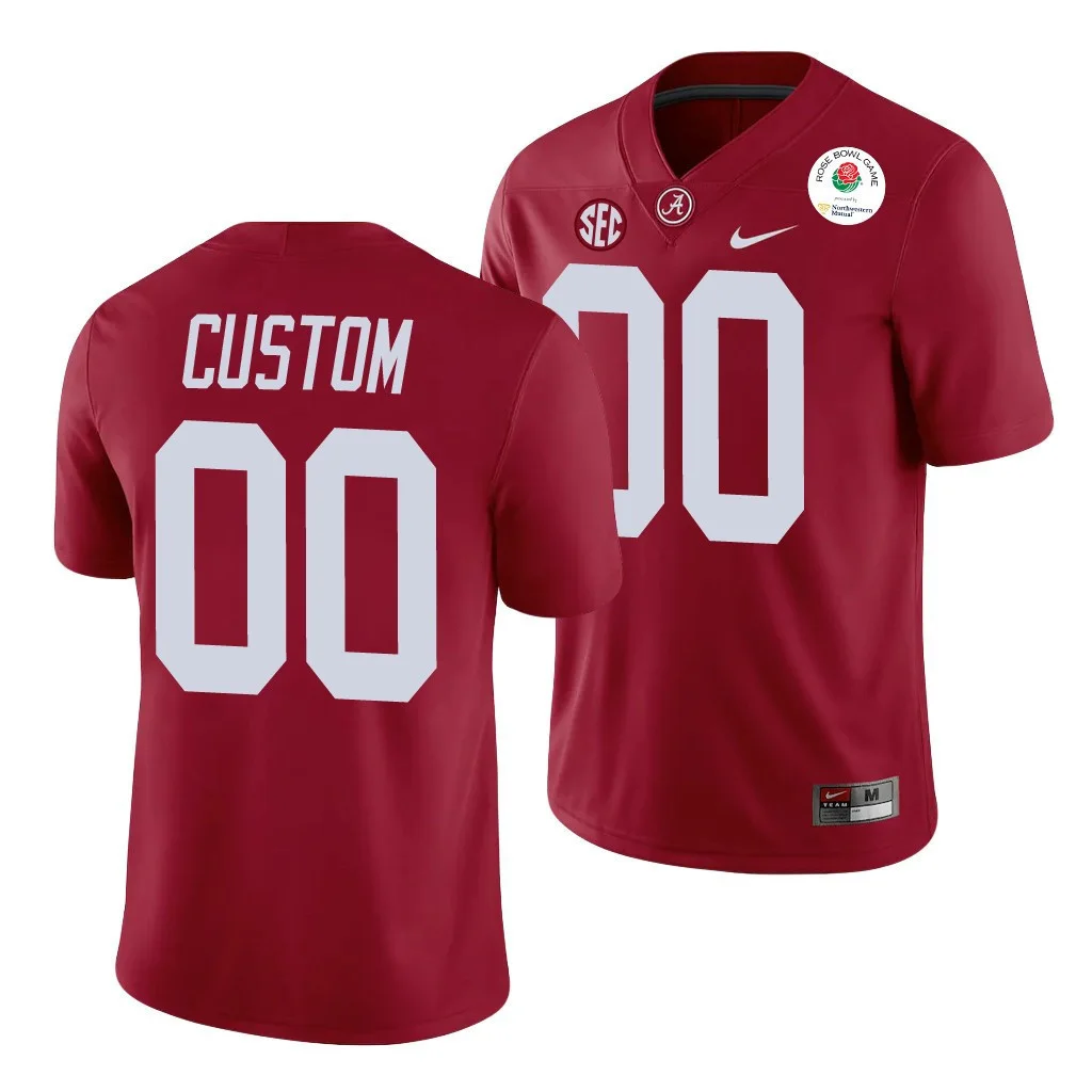 Custom Alabama Jersey for Youth Alabama Crimson Tide Custom 2021 Rose Bowl Crimson College Football Jersey -