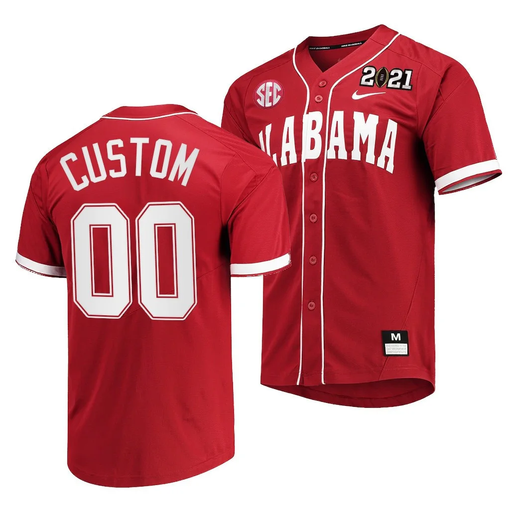 Custom Alabama Jersey for Youth Custom 2021 CFP National Championship Alabama Crimson Tide Baseball Jersey Crimson Special Commemorate -