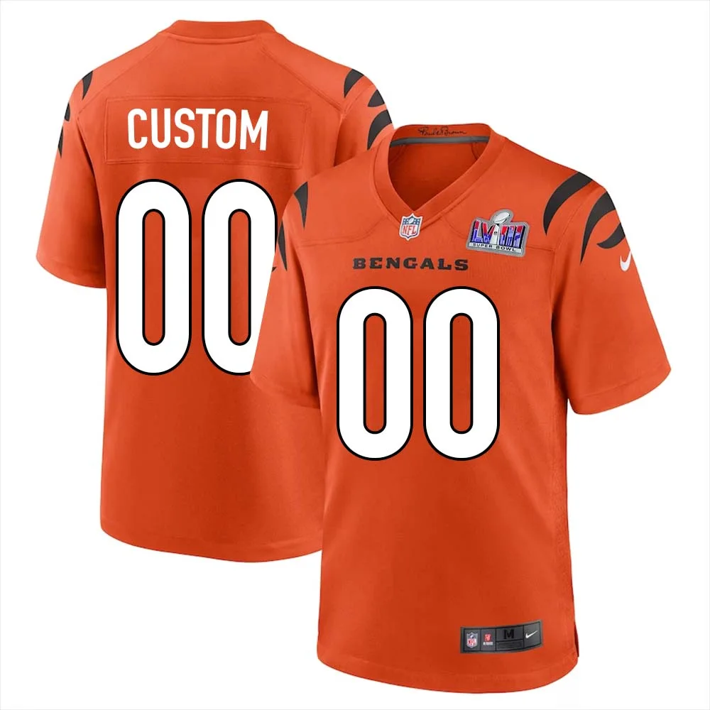 Custom Alternate Orange Bengals Super Bowl LVIII Limited Jersey for Man -