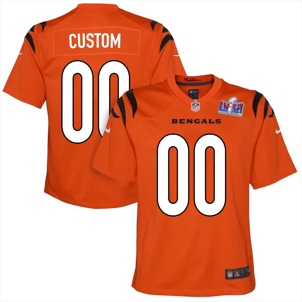 Custom Alternate Orange Bengals Super Bowl LVIII Limited Jersey for Youth -