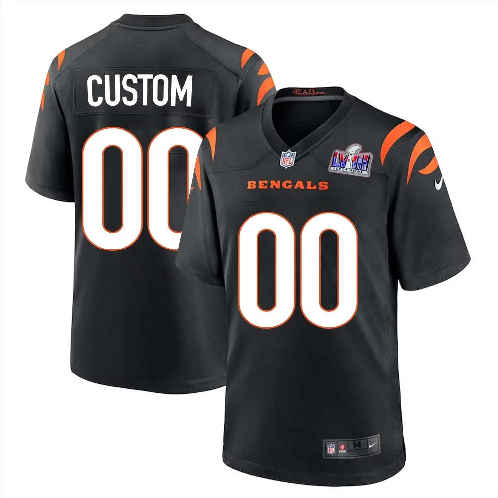 Custom Home Bengals Super Bowl LVIII Limited Black Jersey for Man -