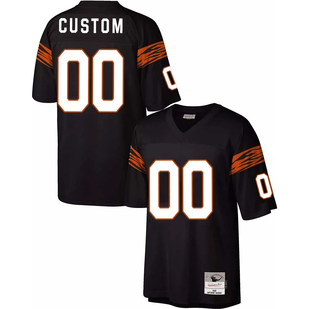 Custom Mitchell & Ness Men Cincinnati Bengals 1989 Black Throwback Jersey -