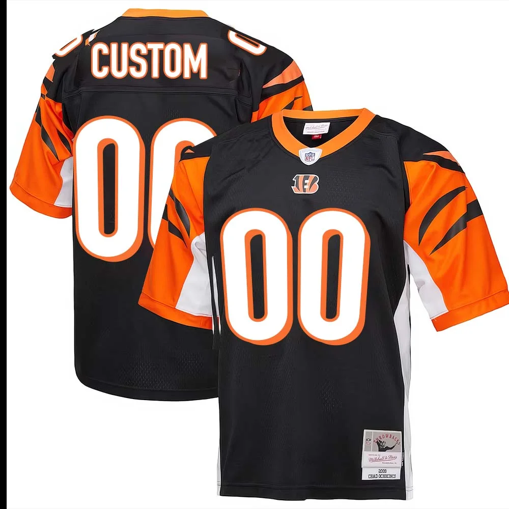 Custom Mitchell & Ness Men Cincinnati Bengals 2009 Black Throwback Jersey -
