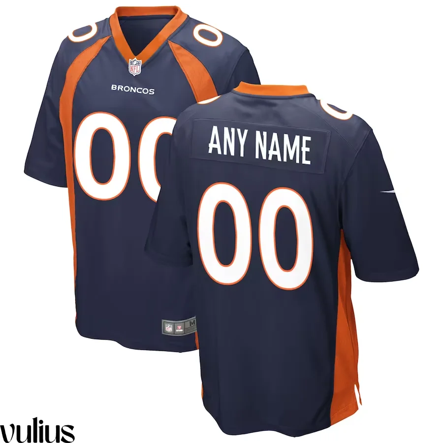 Custom Broncos Jersey, Navy Men's, Alternate Game Jersey -