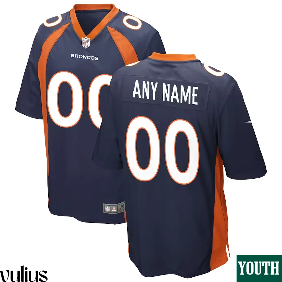 Custom Broncos Jersey, Navy Youth's, Alternate Game Jersey -