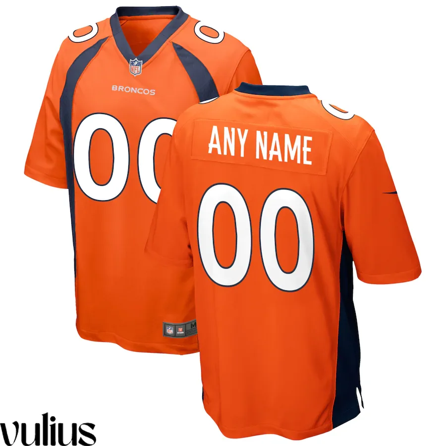 Custom Broncos Jersey, Orange Men's, Home Game Jersey -