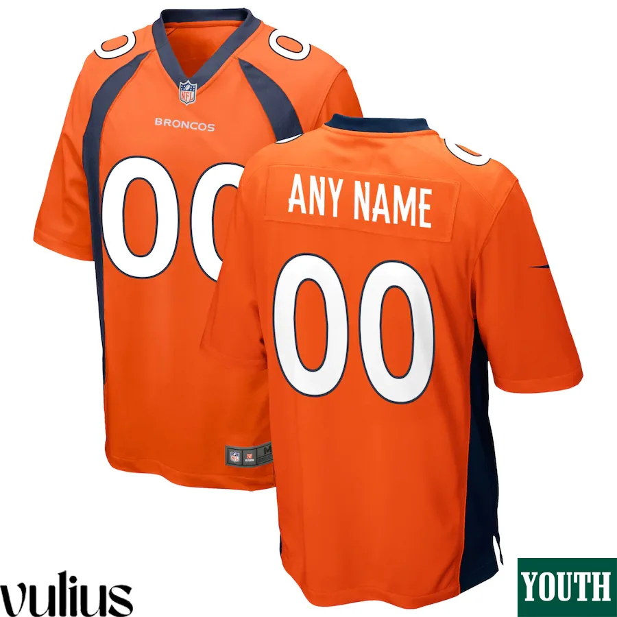 Custom Broncos Jersey, Orange Youth's, Home Game Jersey -