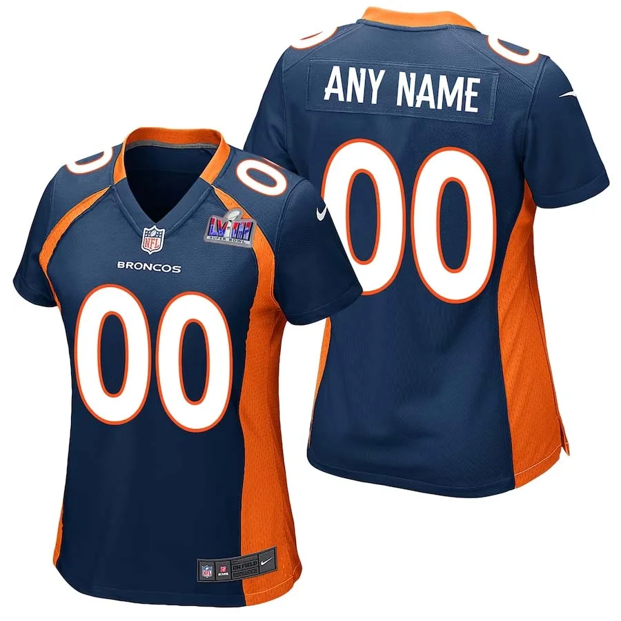 Custom Woman Denver Broncos Super Bowl LVIII Alternate Game Player Jersey - Navy -