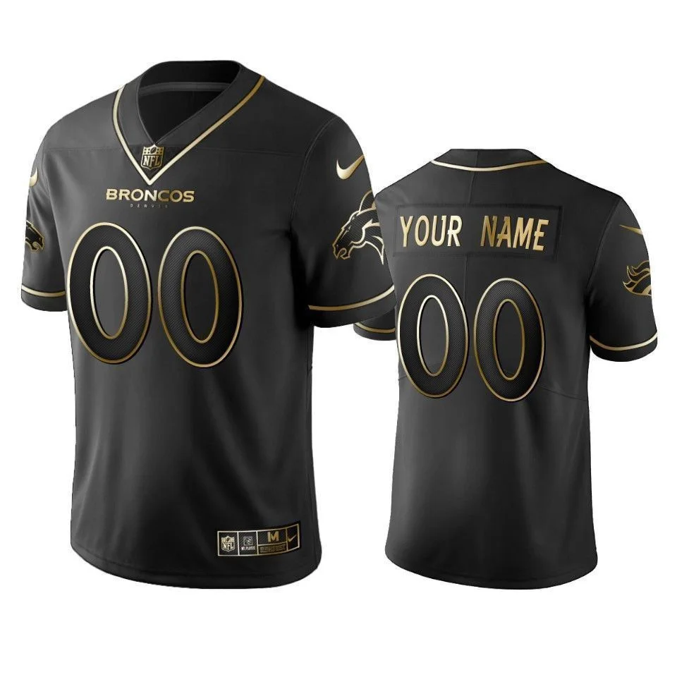 Men's 2019 Denver Broncos Custom Black Golden Edition Vapor Untouchable Limited Jersey -