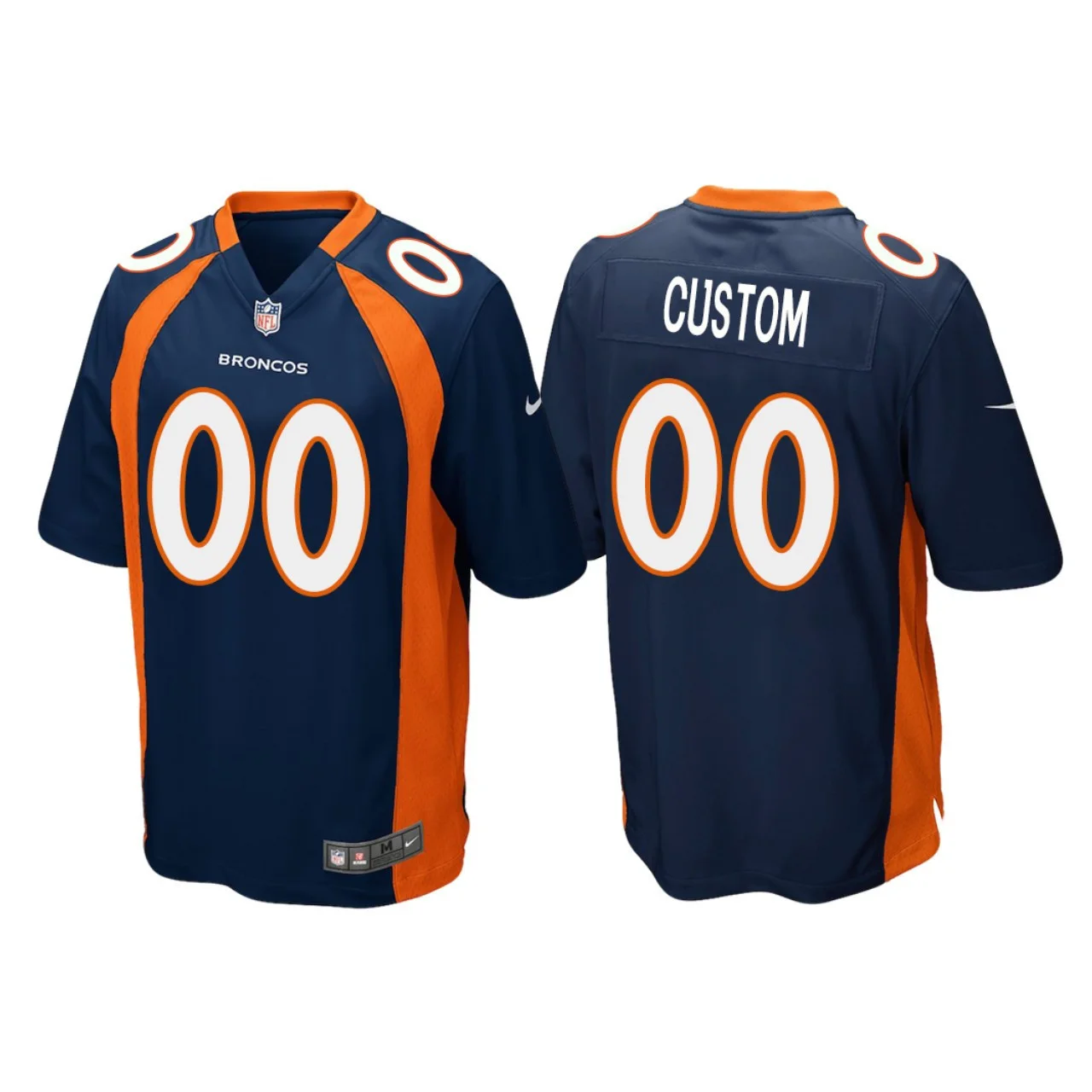 Men's Custom Denver Broncos Navy Game Jersey -