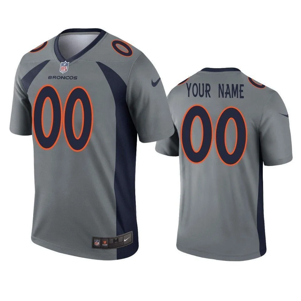 Men's Denver Broncos Custom Gray Inverted Legend Jersey -