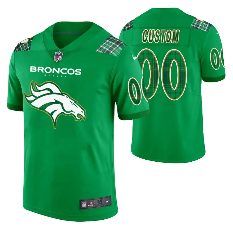 Men's - Denver Broncos Custom Kelly Green St. Patrick's Day Jersey -