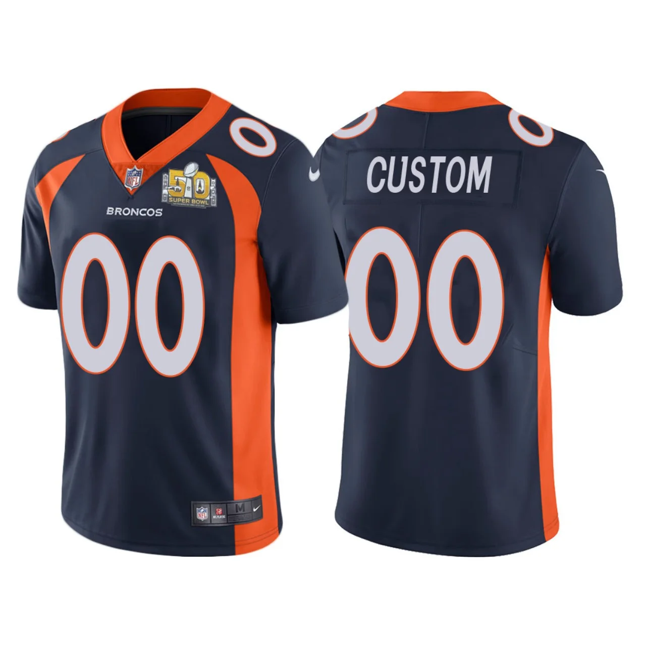 Men's Denver Broncos Custom Navy Super Bowl 50 Patch Vapor Limited Jersey -