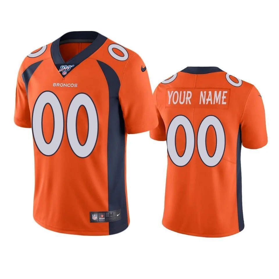 Men's Denver Broncos Custom Orange 100th Season Vapor Limited Jersey -