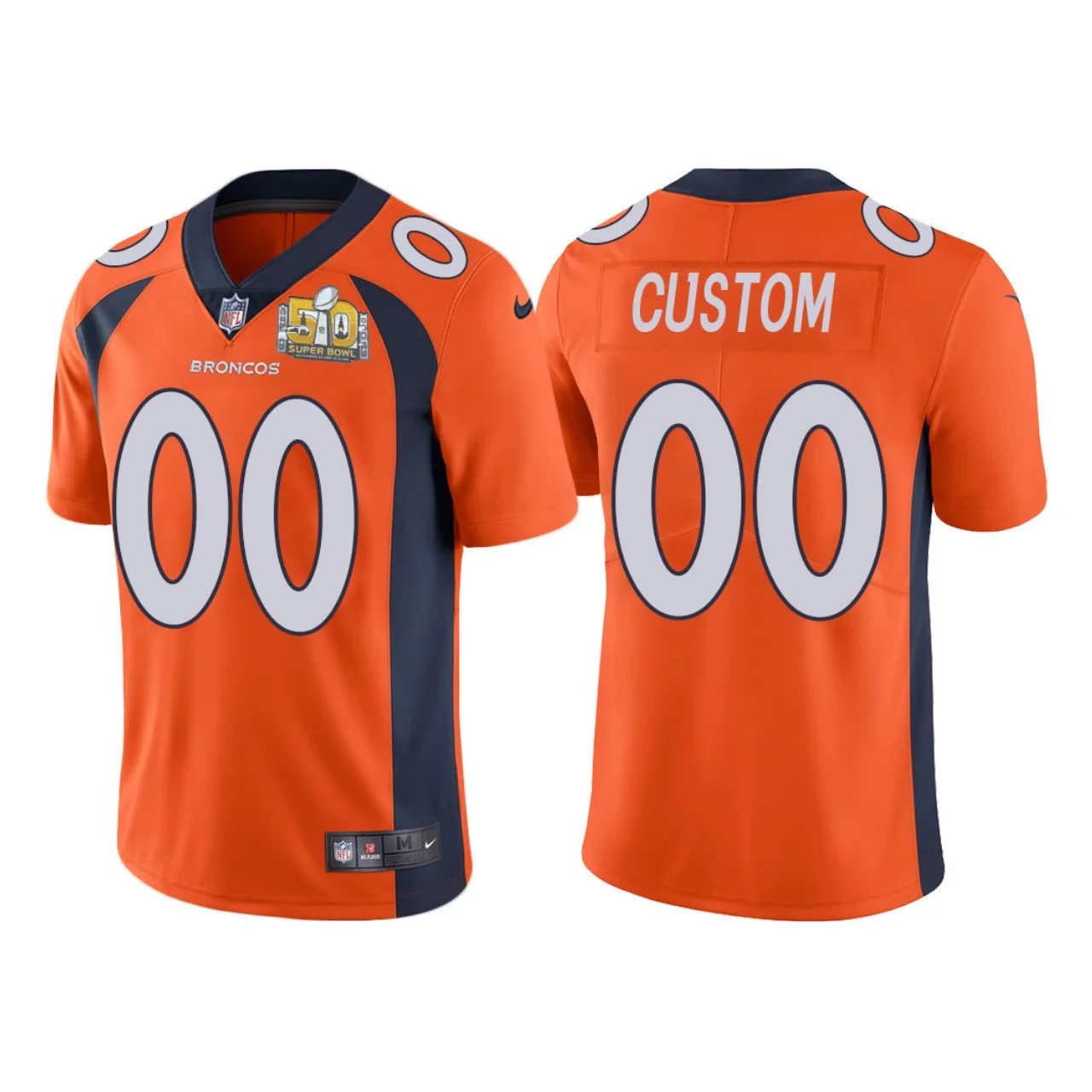 Men's Denver Broncos Custom Orange Super Bowl 50 Patch Vapor Limited Jersey -